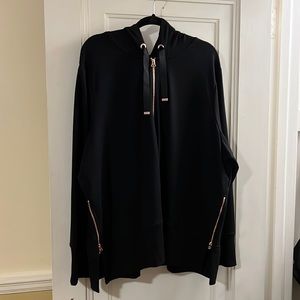 NWT black zip up sweatshirt with bronze detailing